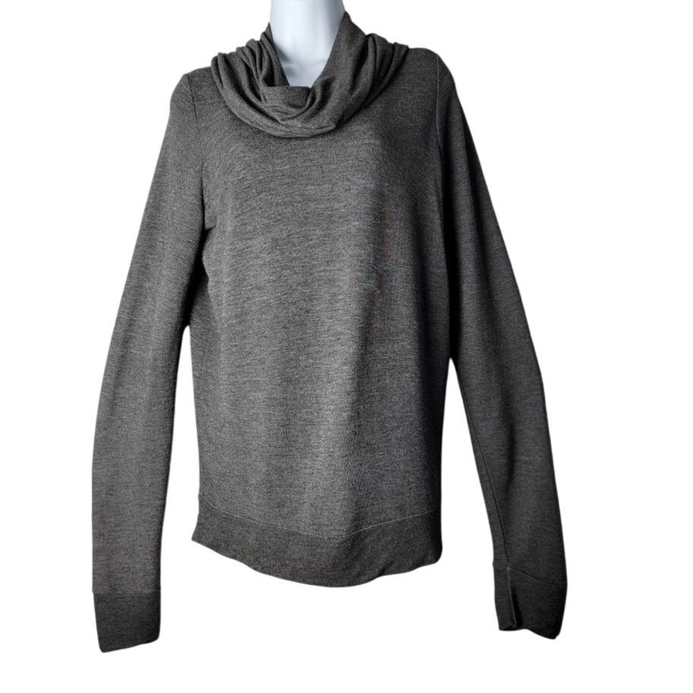 Lauren Ralph Lauren Gray Cowl Neck Top M Long Sleeve Soft Minimalist Capsule